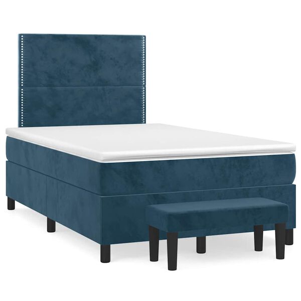 vidaXL Boxspring met matras fluweel donkerblauw 120x200 cm