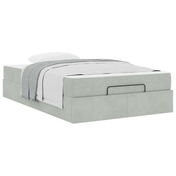 vidaXL Bedframe met matras met matras 2 pcs Lichtgrijs Fluweel