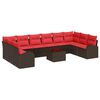 vidaXL Tuinbankenset 11 st Bruin en Rood poly rattan