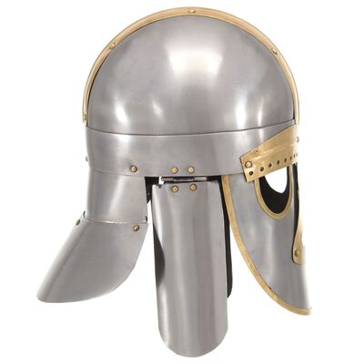 vidaXL Helm middeleeuws replica LARP staal zilverkleurig