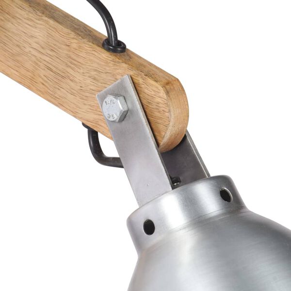 vidaXL Wandlamp E27 massief mangohout en ijzer zilverkleurig