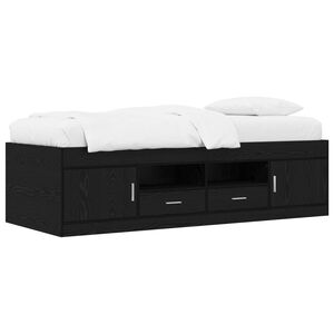 vidaXL Bedframe met opslag Zwart eiken 80 x 200 cm Bewerkt hout