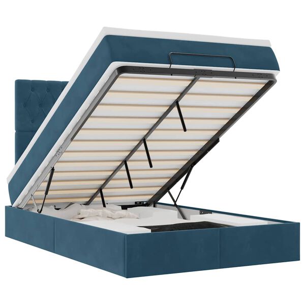 vidaXL Ottoman bed met matrassen 120x190cm fluweel donkerblauw