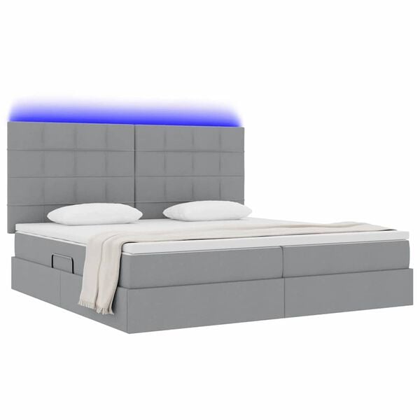 vidaXL Opbergbed met LED met matras Lichtgrijs 200 x 200 cm Polyester