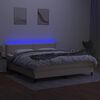 vidaXL Boxspring met matras en LED stof cr&egrave;mekleurig 180x200 cm