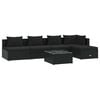 vidaXL 6-delige Loungeset met kussens poly rattan zwart