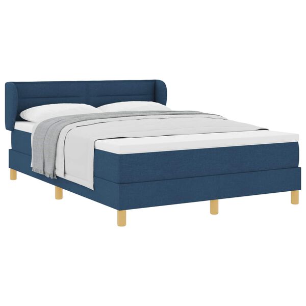 vidaXL Boxspringbed met matras met hoofdeinde Blauw 140 x 200 cm Stof