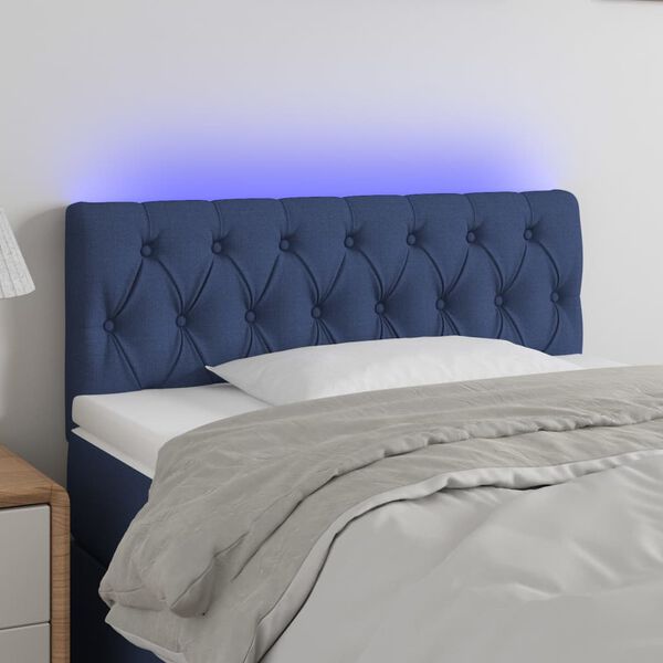 vidaXL Hoofdbord LED 100x7x78/88 cm stof blauw