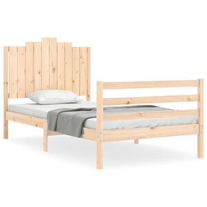 vidaXL Bedframe met hoofdbord massief hout 100x200 cm