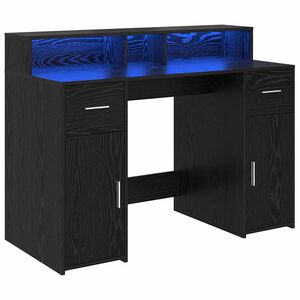 vidaXL Bureau met lade Zwart eiken 120 x 55 x 91 cm Bewerkt hout