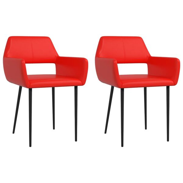 vidaXL Eetkamerstoelen 2 st kunstleer rood