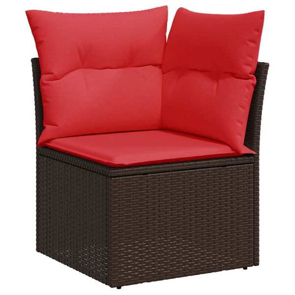 vidaXL 7-delige Loungeset met kussens poly rattan acacia bruin
