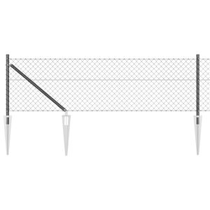 vidaXL gaashek met grondpennen 10 x 0,4 m PVC-Coated Staal Grijs Mesh