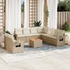 vidaXL 10-delige Loungeset met kussens poly rattan beige