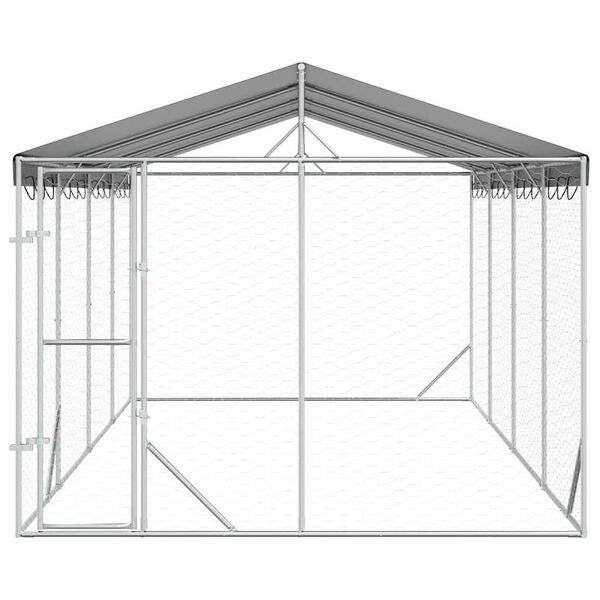 vidaXL Hondenkennel met dak 3x6x2,5 m gegalvaniseerd staal zilverkleur