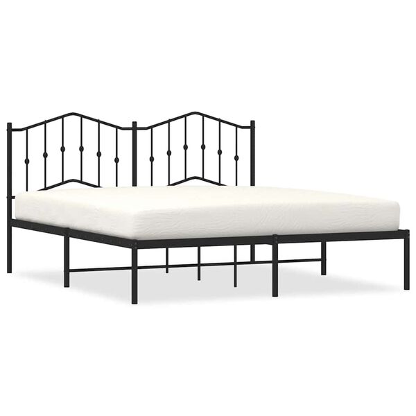 vidaXL Bedframe met hoofdbord metaal zwart 183x213 cm