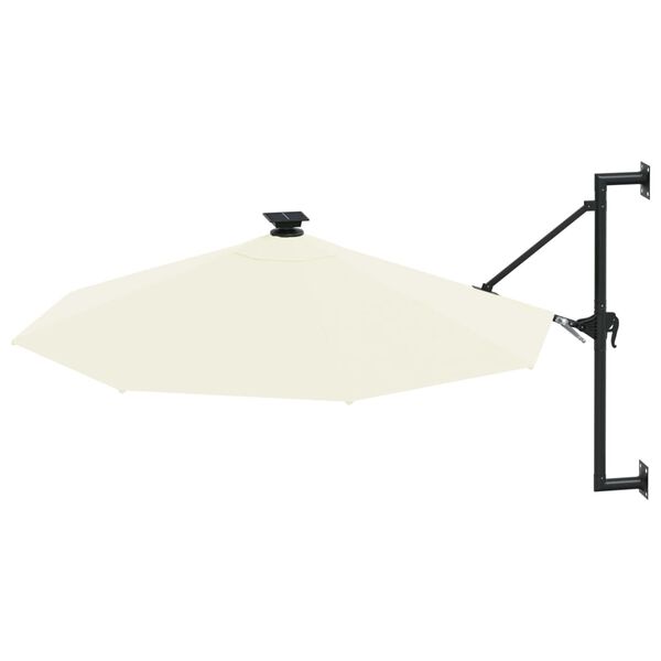 vidaXL Wandparasol met LED's 300 cm zandkleurig