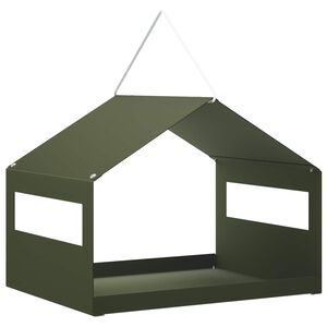 vidaXL Hangend vogelvoederhuisje Staal Olijfgroen 30 x 23 x 23 cm