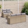 vidaXL Tuin Sofa Set 6 pcs Beige en Grijs Poly rattan, staal en glas