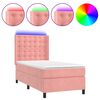 vidaXL Boxspring met matras en LED fluweel roze 80x200 cm