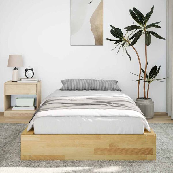 vidaXL Bedframe zonder matras 75x190 cm massief hout eiken