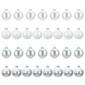 vidaXL Kerstballen set 30 st Zilver en wit 6 cm Polystyreen