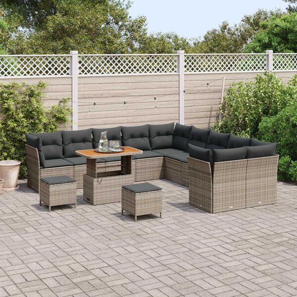 vidaXL Tuin Sofa Set 13 pcs Grijs Poly rattan en gepoedercoat staal