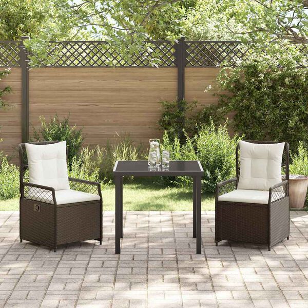vidaXL Tuin eettafelset 3 pcs Bruin poly rattan