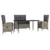 vidaXL 4-delige Tuinset met kussens poly rattan grijs