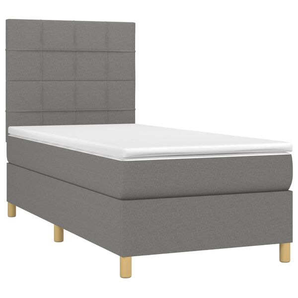 vidaXL Boxspring met matras stof donkergrijs 90x190 cm