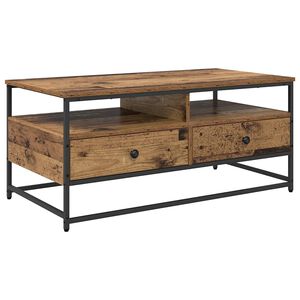 vidaXL Salontafel met lade Oud Hout 100 x 51 x 45 cm Bewerkt hout
