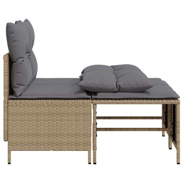 vidaXL 4-delige Loungeset met kussens poly rattan beige