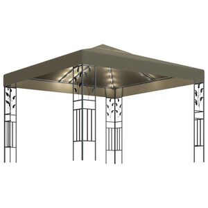 vidaXL Prieel met LED-lichtslinger 3x3 m taupe