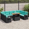 vidaXL 10-delige Loungeset met kussens poly rattan zwart