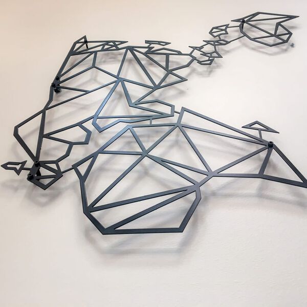 Homemania Wanddecoratie World 100x58 cm staal zwart