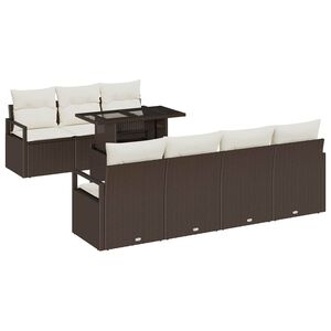 vidaXL Tuin Sofa Set met kussen met opslag 8 pcs Bruin Poly riet