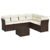 vidaXL 7-delige Loungeset met kussens poly rattan bruin
