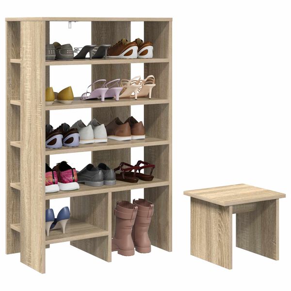 vidaXL Schoenenkast met plank 2 pcs Sonoma Eiken Bewerkt hout