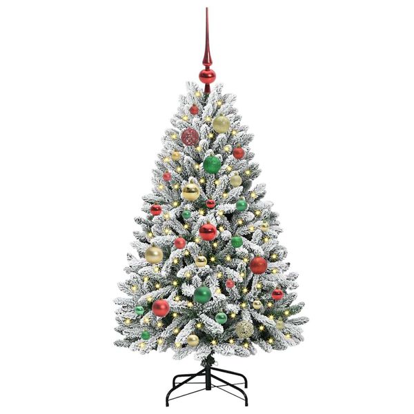 vidaXL Kunstkerstboom met 150 LED Groen en Wit 120 cm PVC en Metaal