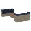 vidaXL 7-delige Loungeset met kussens poly rattan grijs