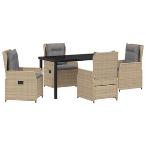 vidaXL Tuin eettafelset 5 pcs Beige en Licht Grijs poly rattan