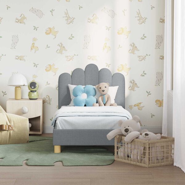 vidaXL Peuterbedframe met hoofdbord Lichtgrijs 70 x 140 cm Stof