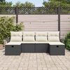 vidaXL Tuin Sofa Set met kussen 6 pcs Zwart en Crème poly rattan