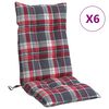 vidaXL Stoelkussens 6 st hoge rug ruitpatroon oxford stof rood