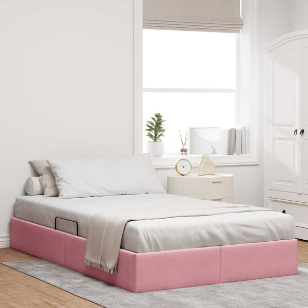 vidaXL Opslag bed met opslag Roze 120 x 200 cm Fluweel