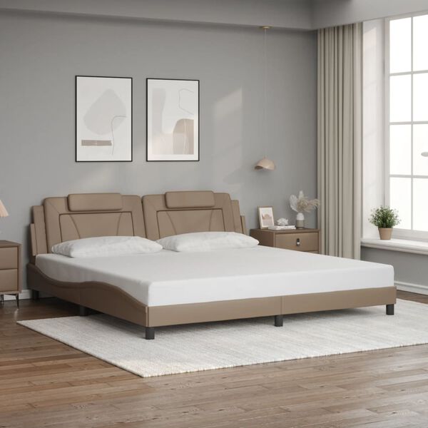 vidaXL Bedframe "Viana" zonder matras kunstleer cappuccinokleurig 200x200 cm