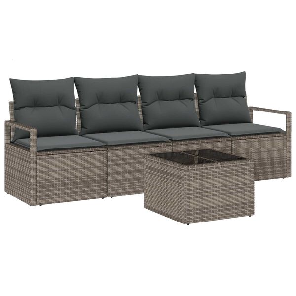 vidaXL Tuin Sofa Set 5 pcs Grijs 55 x 55 x 37 cm poly rattan