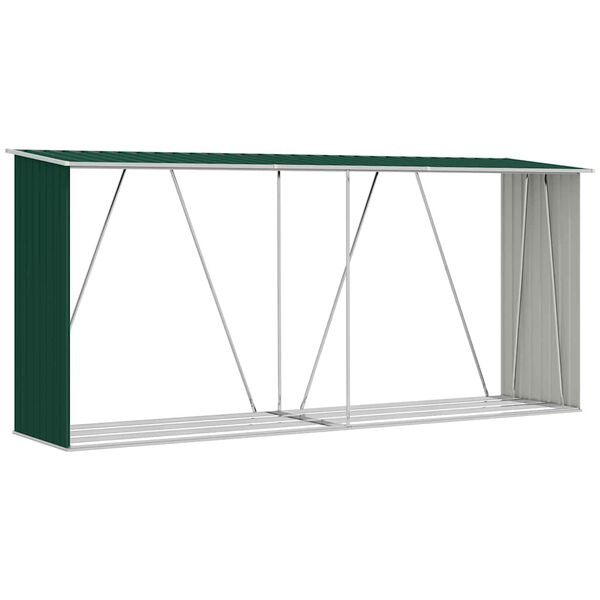 vidaXL Haardhoutschuur 330x84x152 cm gegalvaniseerd staal groen