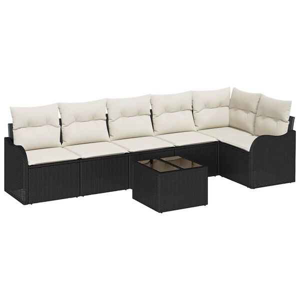vidaXL Tuin Sofa Set Zwart poly rattan
