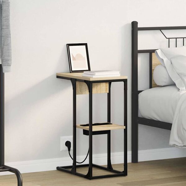 vidaXL Nachtkastje Sonoma Eiken 41,5 x 26 x 60,5 cm Bewerkt hout